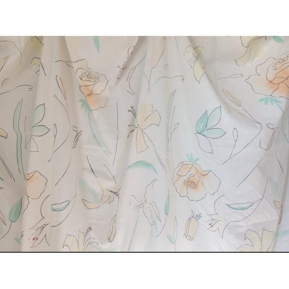 LADY PEPPERELL Vintage Pencil Sketch Floral Pink Green 3PC Twin Sheet‎ Set
